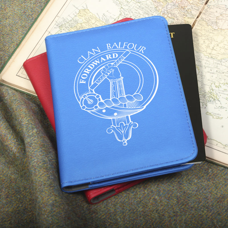 Balfour Clan Crest Leather Passport Cover