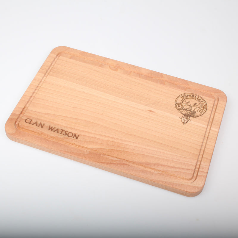 Watson Clan Crest Engraved Wooden Chopping Board