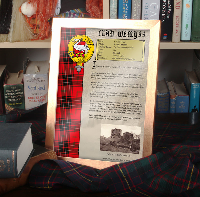 Wemyss Clan History Print - Choose Framed or Unframed