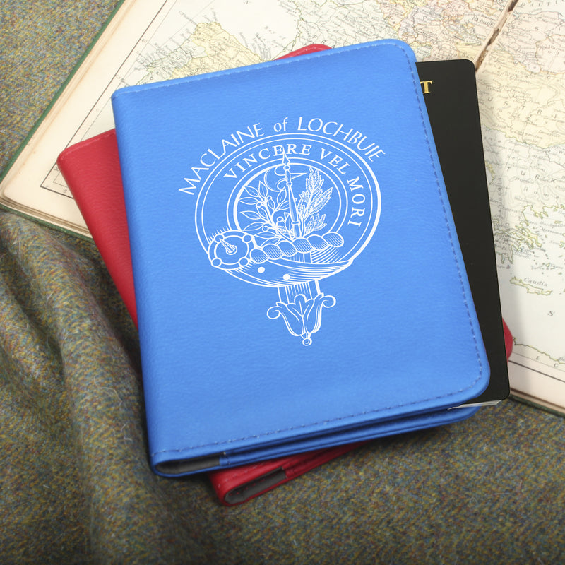 MacLaine Clan Crest Leather Passport Cover