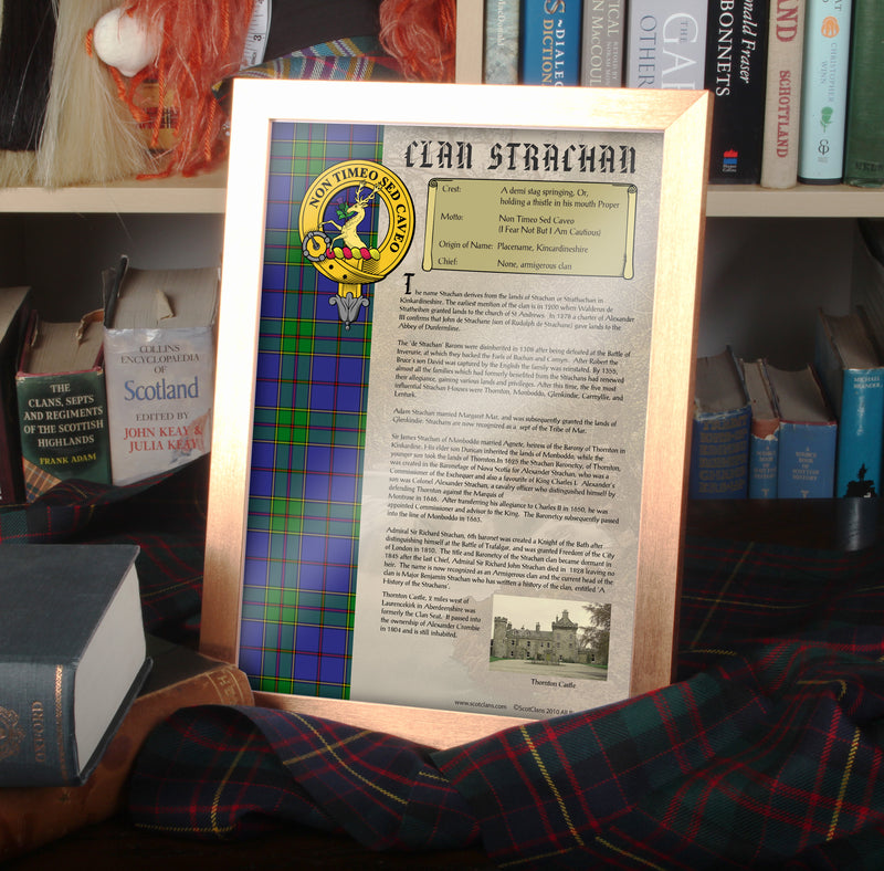 Strachan Clan History Print - Choose Framed or Unframed