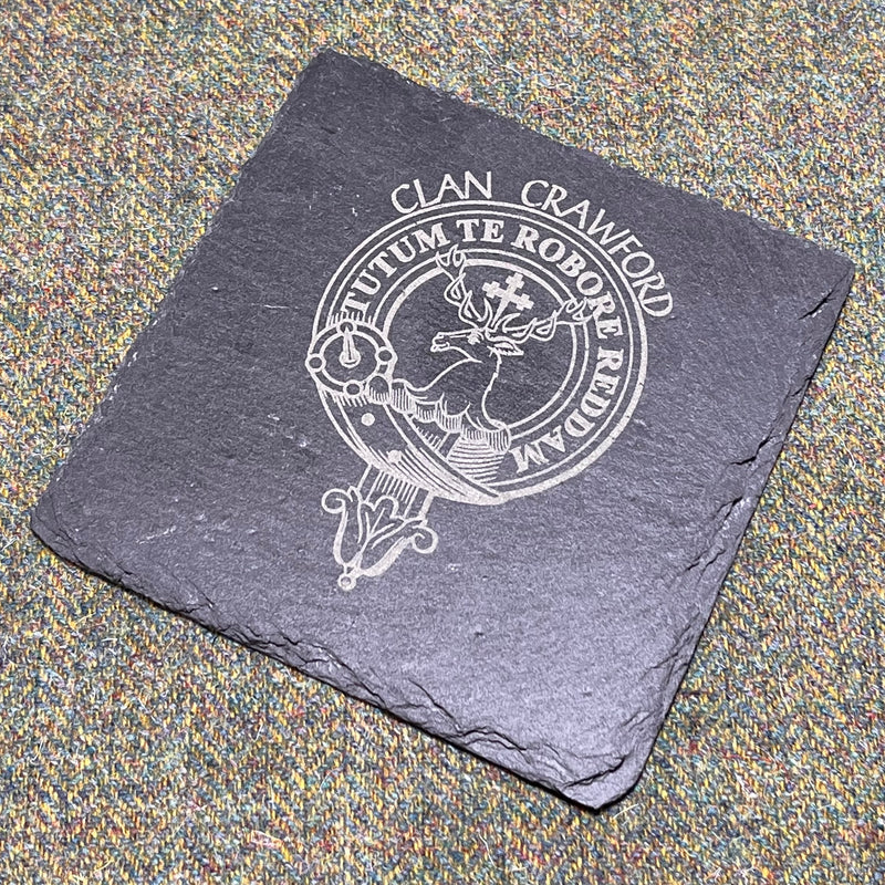 Crawford Clan Crest Slate Coaster