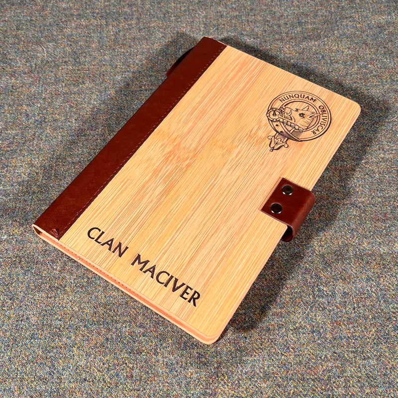 MacIver Clan Crest Luxury Bamboo Covered Notebook