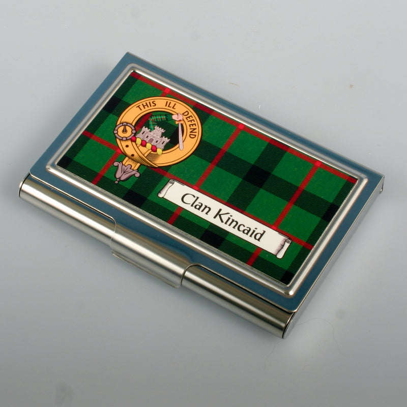 Kincaid Clan Crest and Tartan Business Card Case