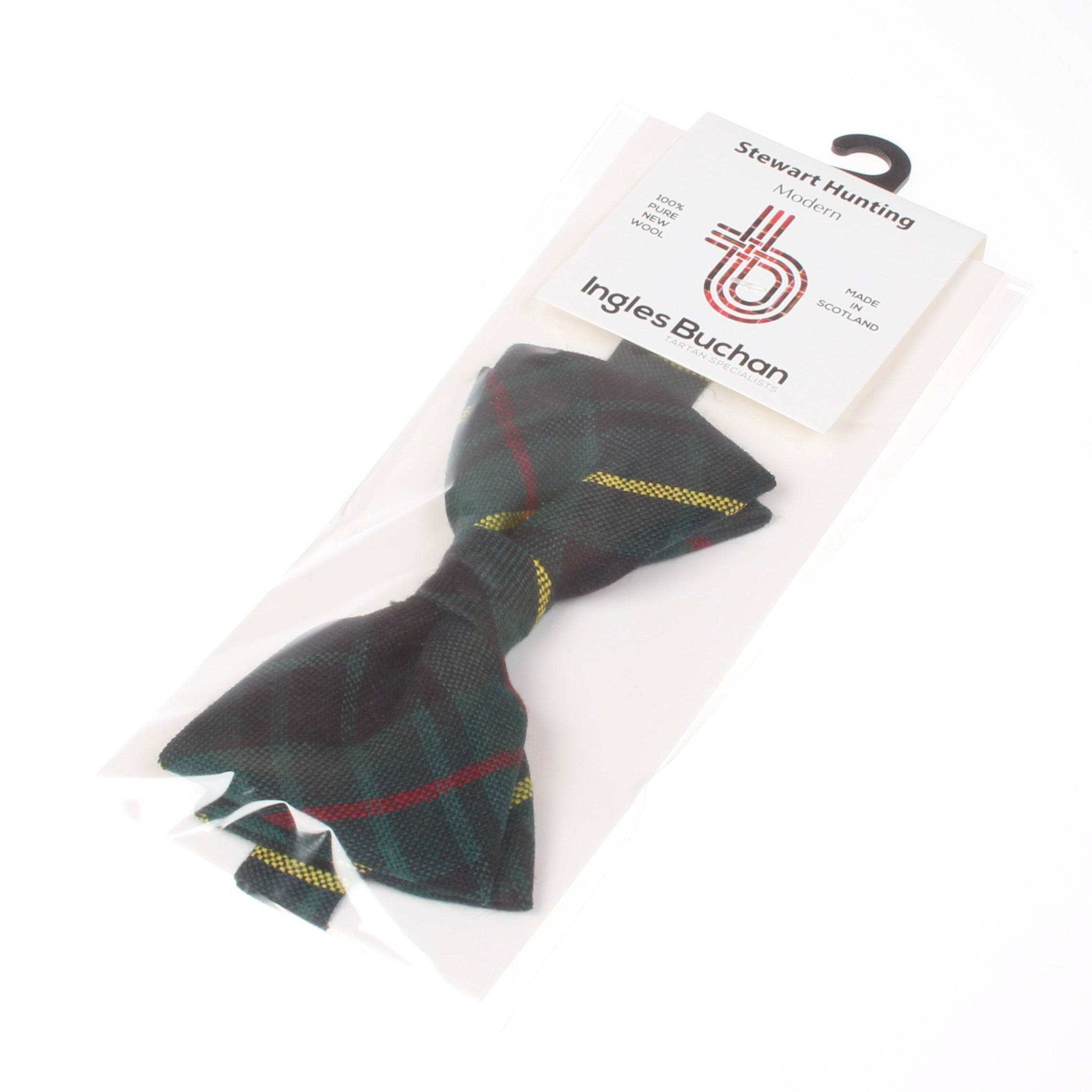 Stewart Black And White Tartan Bow Tie
