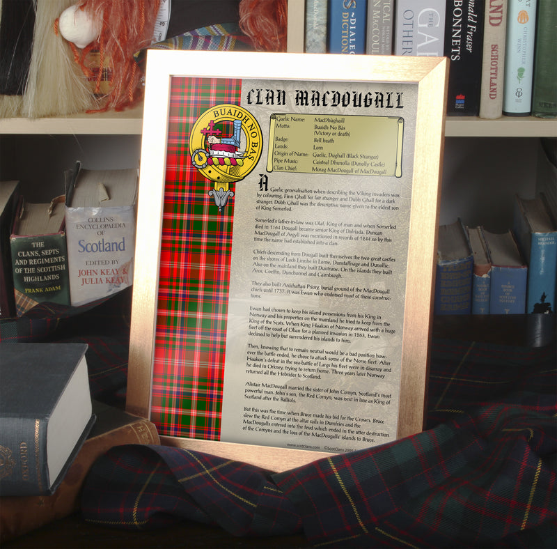 MacDougall Clan History Print - Choose Framed or Unframed.
