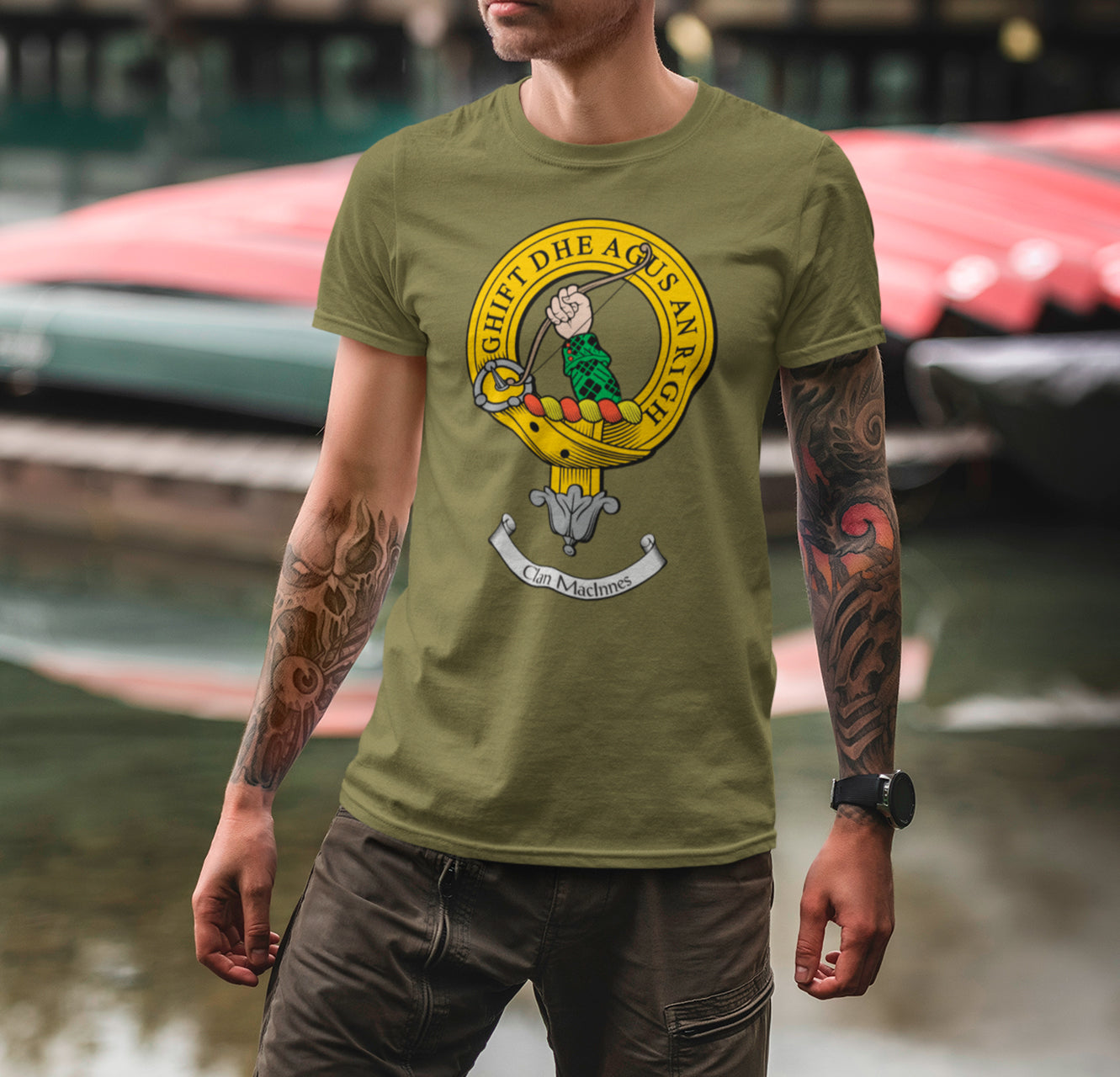 MacInnes Ancient Tartan Crest 2D T-shirt - Never Underestimate Style