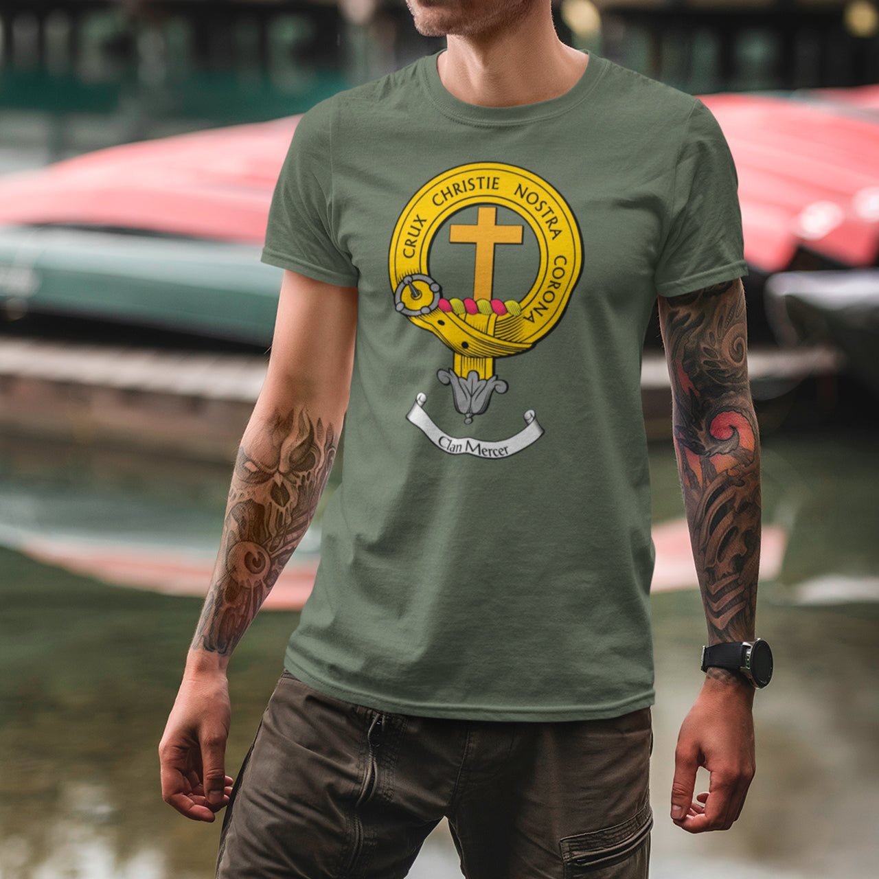 Mercer Modern Tartan Crest Sweatshirt