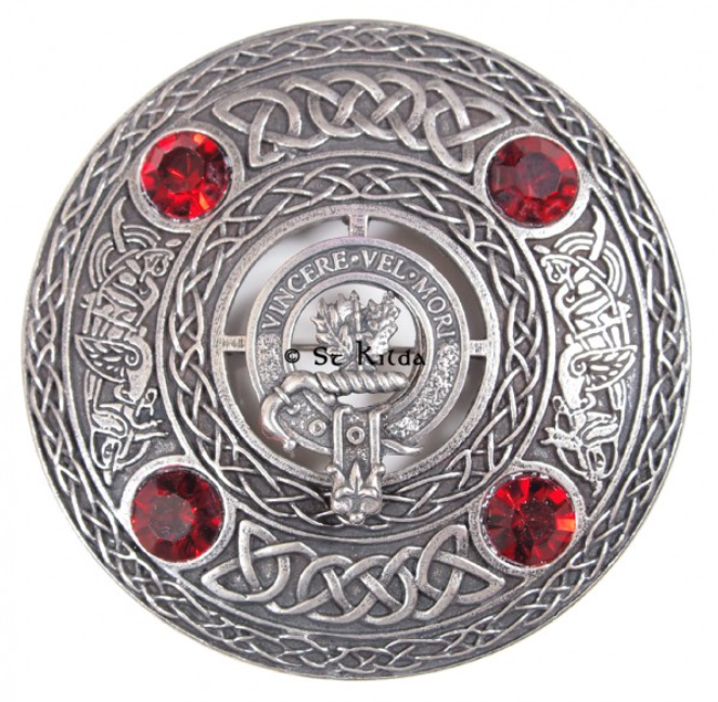 MacLaine of Lochbuie Clan Crest Pewter Plaid Brooch