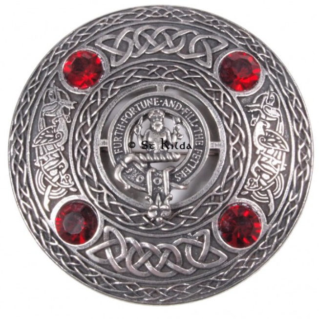 Murray of Atholl Clan Crest Pewter Plaid Brooch