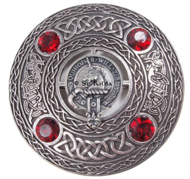 Stewart of Appin Clan Crest Pewter Plaid Brooch