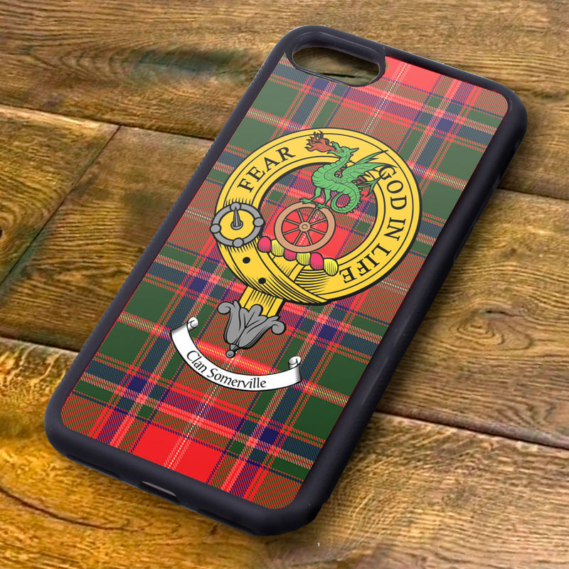 Somerville Tartan and Clan Crest iPhone Rubber Case