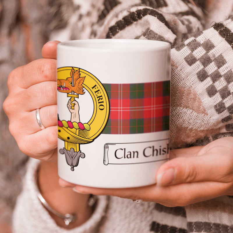 Chisholm Clan Crest and Tartan Mug