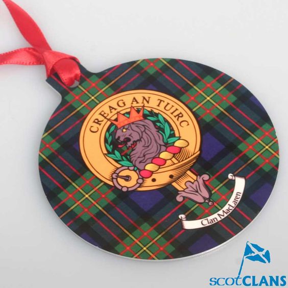 MacLaren Clan Crest and Tartan Metal Christmas Ornament - 6 Styles Available