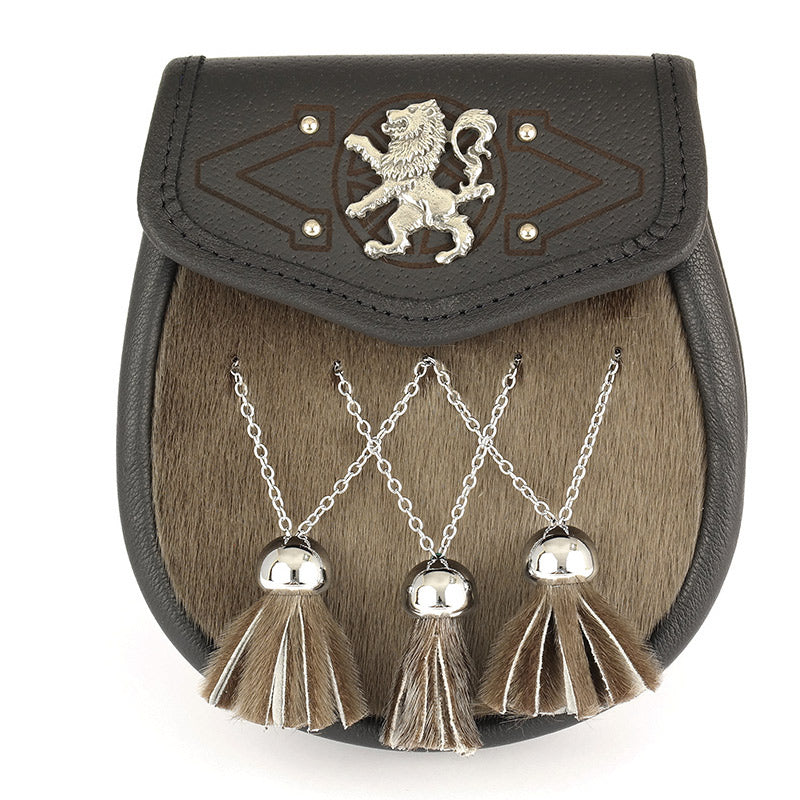 Semi Dress Buffalo Skin Sporran Lion Badge With Chain Belt main image 0