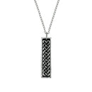 Celtic Bar Pendant with intricate knotwork design, showcasing the word 'SCOTLAND' etched on the back.
