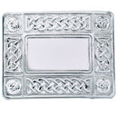 Celtic Economy Belt Buckle made of plated pewter, presented in a classic Sgian Dubh Co black gift box.