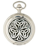 Close-up view of the Shamrock Quartz Pocket Watch, showcasing its detailed design and half hunter style.