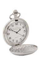 Shamrock Quartz Pocket Watch with a decorative chain, perfect for enhancing any kilt or dress outfit.
