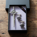 Celtic Targe Kilt Pin & Cufflink Set