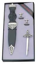 Celtic 3 Piece Gift Set With Plain Top displayed elegantly in a Sgian Dubh Co presentation box.
