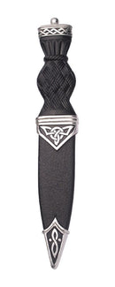 Close-up of the Celtic 3 Piece Gift Set With Plain Top showcasing the polished pewter finish.