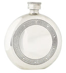 6oz Celtic Frame Pewter Flask with Funnel, featuring a beautifully etched Celtic design, perfect for gifting or personal use.