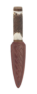 Staghorn Bottle Opener Sgian Dubh With Walnut, showcasing a fine finish and available with plain or pewter mount options.