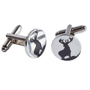 Stag head cufflinks on a white background