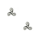 Triskele Earrings - Small stud earrings measuring approximately 3/8" x 3/8" featuring a unique design by Art Pewter.