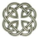 Close-up view of the Eternal Interlace Plaid Brooch, highlighting its intricate plaid pattern and elegant pewter finish.