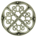 Close-up of the Cathedral Plaid Brooch, highlighting the intricate details and craftsmanship of this stylish accessory.