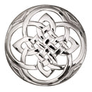 Celtic Plaid Brooch on a mannequin, showcasing its unique design and vibrant colors, perfect accessory for kilt outfits.