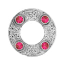 Close-up view of the Dancers Celtic Plaid Brooch highlighting its unique plaid pattern and craftsmanship.