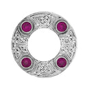 Dancers Celtic Plaid Brooch in natural lighting, emphasizing the durability and beauty of the pewter material.