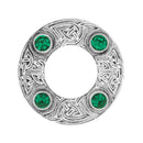Dancers Celtic Plaid Brooch showcasing high-quality pewter craftsmanship and intricate thistle detailing.
