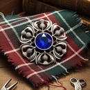 Antique Scottish Thistle Plaid Brooch