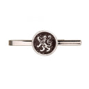 Lion Rampant Tiebar from Art Pewter, featuring a detailed lion design, measuring approximately 2 inches by 3/4 inch.