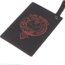 Allardice Clan Crest Engraved PU Leather Luggage Tag showcasing a stylish design perfect for travel, personalized with your clan crest for easy identification.
