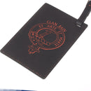 Bain Clan Crest Engraved PU Leather Luggage Tag showcasing a stylish design, perfect for personalized travel with durable PU leather construction.