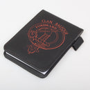 Balfour Clan Crest Engraved Leather Small Notebook showcasing its elegant laser-engraved design and durable real leather material, perfect for jotting notes and carrying on the go.