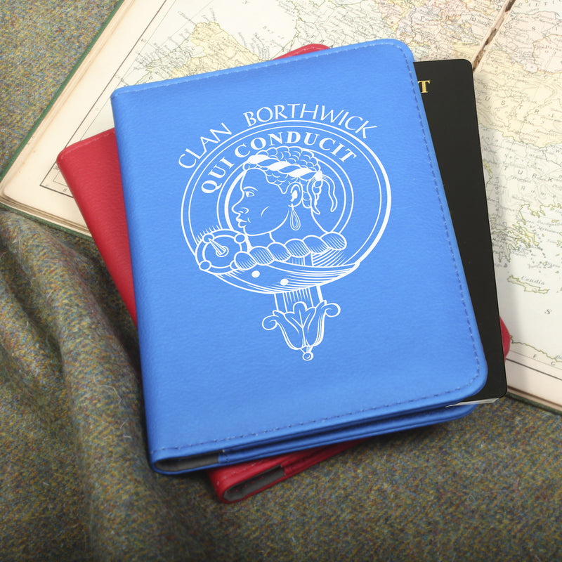 Borthwick Clan Crest Leather Passport Cover