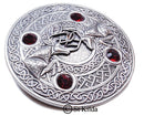Fighting Stags 4 Stone Pewter Plaid Brooch