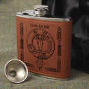 Calder Clan Crest PU Leather Covered Hip Flask