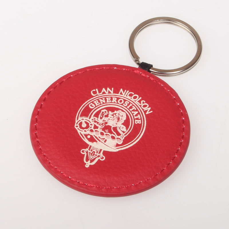 Nicolson Clan Crest Engraved Leather Keyring