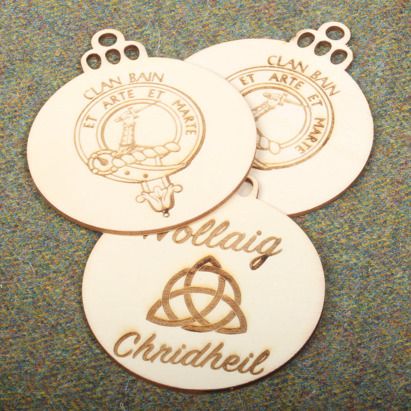 Wood Craft Clan Crest Christmas Ornament - Pack of 3.
