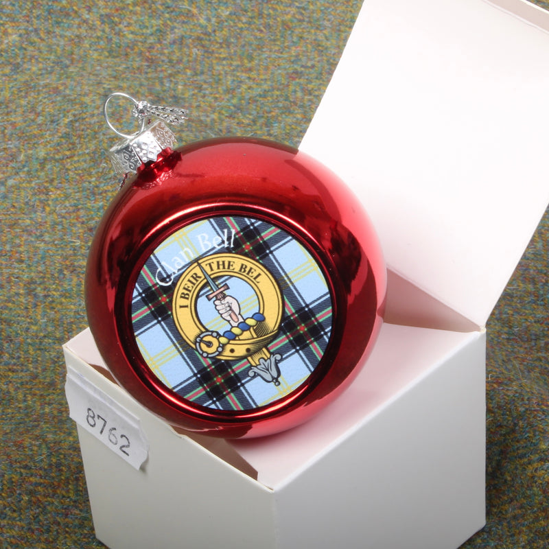 Bell Clan Crest Christmas Bauble - Small Size