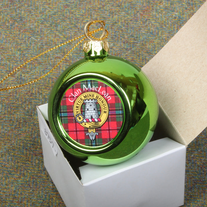 MacLean Clan Crest Christmas Bauble - Small Size