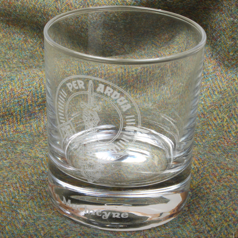 Clan Crest Whisky Glass with MacIntyre Crest