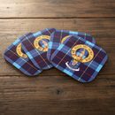 McKerral Clan Crest and Tartan Wooden Coaster 4 Pack